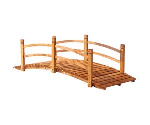 Outsunny Puente de Aro de Madera con Pasamanos Puente de Jardín para Decoración Patio Carga 200 kg 185x72x58 cm Natural Aosom España