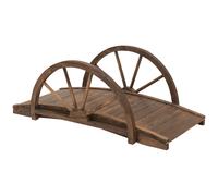 Outsunny Puente de Jardín de Madera 100x50x37 cm con Barandillas Puente de Arco para Decoración Patio Carga 150 kg Carbonizado
