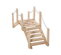 Outsunny puente de jardín de madera con pasamanos de cadenas metálicas puente decorativo para estanque carga 5 kg para decoración patio 100x32x48 cm madera natural 48 cm