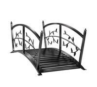 Outsunny puente de jardín metálico, 1,2 m, puente decorativo para estanques con barandillas de seguridad y diseño de hojas, carga 100 kg, construcción resistente, fácil montaje, negro 51 cm
