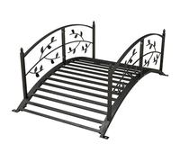 Outsunny Puente de Jardín - Puente de Cuenca - Decoración del Jardín Dom. 119 x 67 x 47 cm, con barandilla, diseño de vid de acero negro