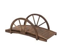 Outsunny puente de jardín puente de madera con barandillas en forma de rueda puente para estanque carga 150 kg puente decorativo para patio 100x50x37 cm madera carbonizada 37 cm