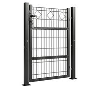 Outsunny Puerta de Jardín 100 x 131 cm Puerta de Valla de Metal Galvanizado con Cerradura Llaves Manilla y 2 Postes Gris Oscuro