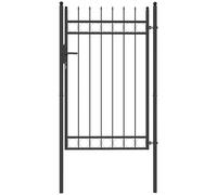 Outsunny Puerta de Jardín 147,5x89 cm Puerta para Valla de Barra de Acero Galvanizado con Asa Cerradura y 3 Llaves para Exterior Patio Negro