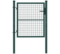 Outsunny Puerta de Jardín de Acero con Cerradura y Llaves con Asa Cerradura y 3 Llaves para Exterior Patio 100x79 cm Verde