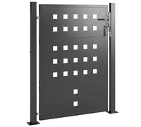 Outsunny Puerta de jardín de acero galvanizado, puerta metálica con asa, cerradura y 3 llaves, cerrable, 105x130 cm, Gris oscuro Aosom España