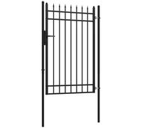 Outsunny Puerta de Terraza Puerta para Valla de Jardín de Acero Galvanizado con Decoración de Flechas Cerradura 107x204 cm Negro Aosom España