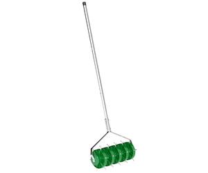 Outsunny Rodillo Aireador de Césped con Clavos y Mango Desmontable de 100 cm en Tres Piezas para Aflojar el Suelo 45 cm Ancho