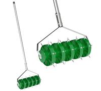 Outsunny Rodillo Aireador de Césped de 100 cm en Tres Piezas y Púas para Aflojar el Suelo 45 cm Ancho Verde Oscuro