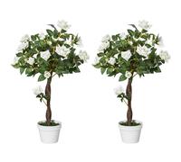 Outsunny Rosas Artificiales Verde y Blanco