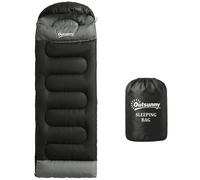 Outsunny Saco de Dormir Adulto Ligero y Compacto para 3 Estaciones Impermeable Portátil Tamaño Pequeño para Acampar Negro