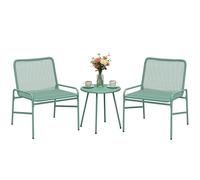 Outsunny - Salón de jardín al aire libre de 3 piezas de resina trenzada, mesa de jardín redonda con 2 sillas, patas ajustables, marco de acero galvanizado, muebles de jardín para balcón terraza o