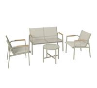 Outsunny Salón de Jardín Conjunto de Terraza con Sofá 2 Plazas, 2 Sillones y Mesa Baja con Vidrio Templado 4 Piezas Verde Aosom España