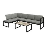 Outsunny Salón de Jardín Exterior de Esquina para 5 Personas con 2 Sofás, Silla Sin Reposabrazos, Mesa Baja, Gris Oscuro Aosom España