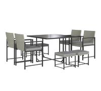 Outsunny Salón de jardín exterior de resina trenzada para 8 personas con cojines y tablero de vidrio templado, gris