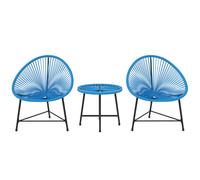 Outsunny Salon de jardín exterior en resina trenzada 2 personas vidrio templado para balcon terraza patio Azul Aosom España