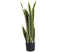 Outsunny Sanseveria Artificiale Pianta Finta Realistica con Vaso 15x80 cm Verde y Amarillo Aosom España