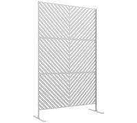 Outsunny Separador de Ambientes Exterior con 3 Piezas Patrón de Triángulo Invertido con Marco de Acero 122x45x198 cm Blanco Aosom España
