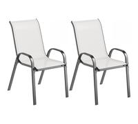 Outsunny Set 2 Sillas de Jardín Apilables con Reposabrazos Curvos, en Acero y Tejido Transpirable, 54x71x93 cm, Gris Claro Aosom España