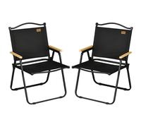 Outsunny Set 2 Sillas de Jardín Plegables con Reposabrazos Sillas para Camping y Playa en Tela Oxford y Acero 54x59x78 cm Negro