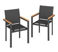 Outsunny Set 2 Sillas Jardín Apilables con Asiento y Respaldo Acolchados, Gris Oscuro