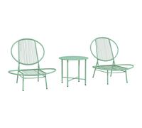 Outsunny Set bistró 3 piezas de polyratán resistente a la intemperie, conjunto de muebles de jardín con mesa bistró y sillas en forma de concha, verde Aosom España