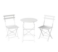 Outsunny Set Bistró de Exterior Plegable con Mesa y 2 Sillas, Blanco Aosom España