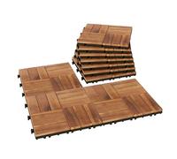 Outsunny Set de 10 Piezas Baldosas de Exterior de Madera de Acacia, 31x31 cm, 0,91 m², Suelo de Terraza Exterior, Antideslizantes y Resistentes al Clima, Fácil Instalación, para Terraza, Marrón Oscuro