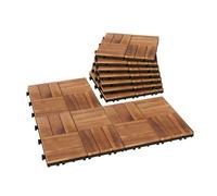 Outsunny Set de 10 Piezas Baldosas de Exterior de Madera de Acacia, 31x31 cm, 0,91 m², Suelo de Terraza Exterior, Antideslizantes y Resistentes al Clima, Fácil Instalación, para Terraza, Marrón Oscuro