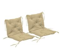 Outsunny Set de 2 cojines, 98 x 50 cm, cojines para silla con cintas, funda de tela, 8 cm de grosor, Caqui Aosom España