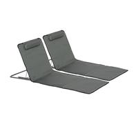 Outsunny Set de 2 Esterillas de Playa Plegables 124x53x50 cm con Respaldo Ajustable y Reposacabezas Esteras de Playa Portátil de Tela Oxford Acero con Bolsa de Transporte para Balcón Jardín Gris
