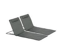 Outsunny Set de 2 Esterillas de Playa Plegables 124x53x45 cm con Respaldo Ajustable y Reposacabezas Esteras de Playa Portátil de Tela Oxford Acero con Bolsa de Transporte para Balcón Jardín Gris