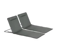Outsunny Set de 2 Esterillas de Playa Plegables 124x53x45 cm con Respaldo Ajustable y Reposacabezas Esteras de Playa Portátil de Tela Oxford Acero con Bolsa de Transporte para Balcón Jardín Gris