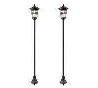 Outsunny Set de 2 Farolas Solares de Jardín con Altura Ajustable 2 Modos de Brillo IP44 Impermeable para Terraza Patio Negro