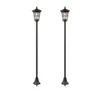 Outsunny Set de 2 Farolas Solares de Jardín, Luces Solares de Exterior de Acero Inoxidable con Altura Ajustable, 2 Modos de Brillo, IP44 Impermeable, para Terraza, Patio, 23,5x23,5x186 cm, Negro