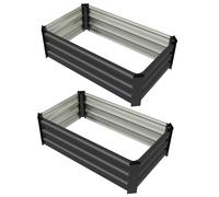 Outsunny Set de 2 Jardineras de Exterior de Acero Rectangulares para Cultivos Plantas Flores para Patio 100x60x30 cm Gris Oscuro Aosom España