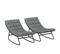 Outsunny Set de 2 mecedoras exterior con cojines gruesos, asiento tela textilene transpirable y marco de acero, Gris Aosom España