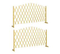 Outsunny Set de 2 Paneles de Vallas de Jardín Exterior de Madera, Puertas de Jardín Exterior Extensibles, Vallas de Jardín para Decoración Terraza, Patio, 180x30x103 cm, Natural