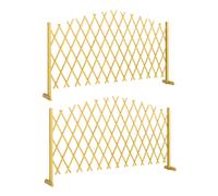 Outsunny Set de 2 Paneles de Vallas de Jardín Exterior Extensibles de Madera para Decoración Terraza 180x30x103 cm Natural Aosom España