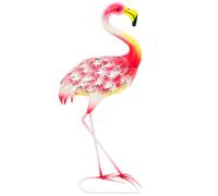 Outsunny Set de 2 Piezas Estatuas de Jardín de Flamencos de Metal para Decoración de Césped Patio Estanque 27x14x60 cm Rosa