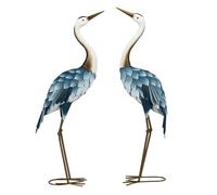 Outsunny set de 2 piezas estatuas de jardín de grulla de acero esculturas de garza para exteriores adornos de grulla para decoración de césped patio estanque