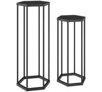 Outsunny Set de 2 soportes para plantas para interior y exterior, soportes hexagonales metálicos para macetas para jardín, terraza, balcón