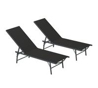Outsunny Set de 2 Tumbonas Plegables de Textilene Reclinables, 54x164x84 cm, Negro Aosom España