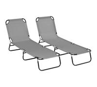 Outsunny Set de 2 tumbonas plegables para jardín con respaldo regulable en 5 posiciones, hasta 120 kg