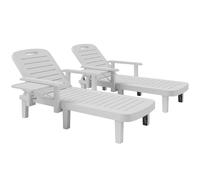 Outsunny Set de 2 Tumbonas Reclinables con Mesita, 79x158x88 cm, Blanco Aosom España