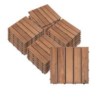 Outsunny Set de 27 Baldosas de Madera 30x30 cm con Área de 2,43 m² Losetas Sistema de Clic para Balcón Terraza Jardín Marrón Aosom España