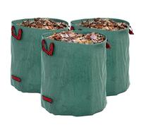 Outsunny Set de 3 Bolsas de Basura de Jardín 272L Bolsas para Residuos Reutilizables y Plegables con Asas Reforzadas y Aros Flexibles Resistentes