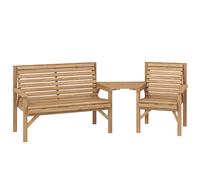 Outsunny Set de 3 Sillas de Jardín con Mesa Desmontable y Orificio para Parasol Madera Natural Aosom España