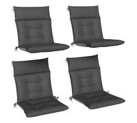 Outsunny Set de 4 Cojines para Sillas, Cojines para Jardín, Colchones de Banco con Respaldo, Correas, Impermeables y Antideslizantes, para Interior y Exterior 112x53x8 cm, Gris Oscuro