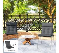 Outsunny Set de 4 Cojines para Sillas Correas 112x53x8 cm Gris Oscuro